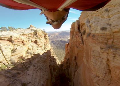 Marshall Miller Flies Through A Narrow Canyon