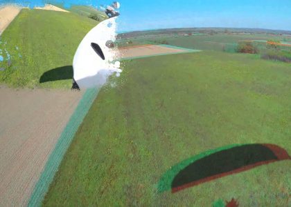 Anaglyph 3d duo paraglide flight beauraing