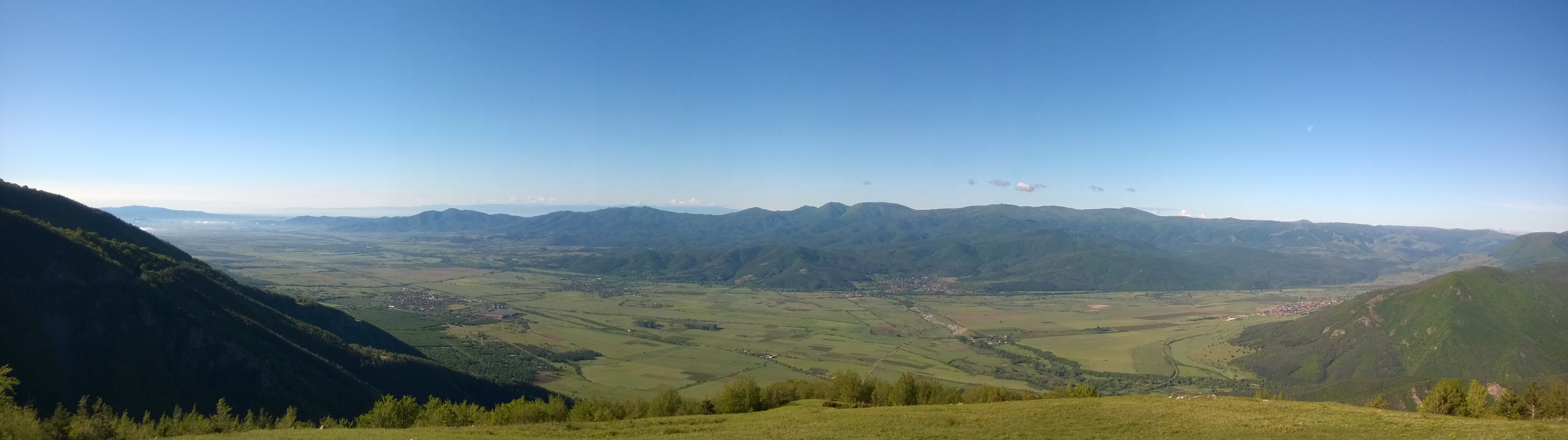Panoramic view of the valley benath the Beklemeto passage in Bulgaria